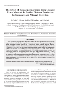 The Effect of Replacing Inorganic With Organic Trace Minerals in