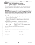 Study Guide and Intervention Applying Systems of Linear Equations