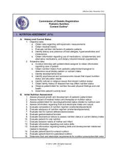 Commission of Dietetic Registration Pediatric Nutrition Content Outline
