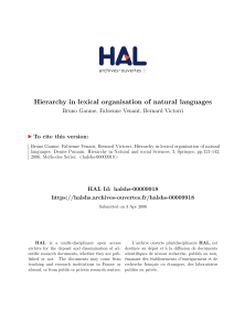 Hierarchy in lexical organisation of natural languages - Hal-SHS
