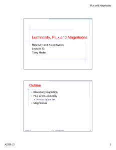 Luminosity, Flux and Magnitudes Outline