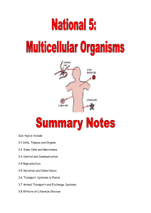 Sub-topics include: 3.1 Cells, Tissues and Organs 3.2 Stem Cells
