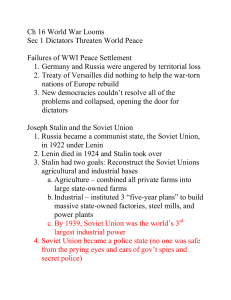 Ch 16 World War Looms Sec 1 Dictators Threaten World Peace