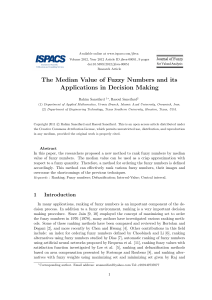 The Median Value of Fuzzy Numbers and its Applications in