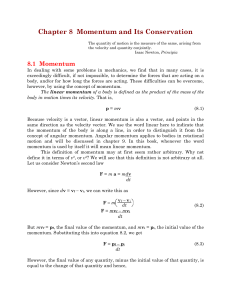 Chapter 8 Momentum and Its Conservation