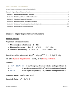 Higher-Degree Polynomial Functions