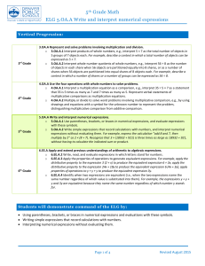 5th Grade Math ELG 5.OA.A Write and interpret numerical expressions