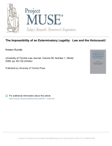 The Impossibility of an Exterminatory Legality: Law and the Holocaust†