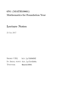 Lecture Notes - School of Mathematics