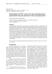 Relationship of AUDPC values of tan spot and Stagonospora glume