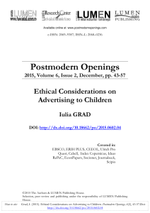 Ethical Considerations on Advertising to Children