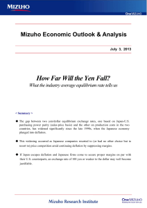 How Far Will the Yen Fall? -What the industry average equilibrium