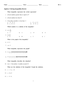 Algebra 1 Solving Inequalities Review