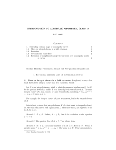 INTRODUCTION TO ALGEBRAIC GEOMETRY, CLASS 18 Contents