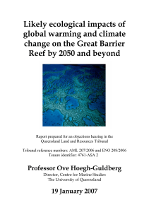 Likely ecological impacts of global warming and climate change on