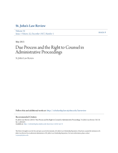 Due Process and the Right to Counsel in Administrative Proceedings