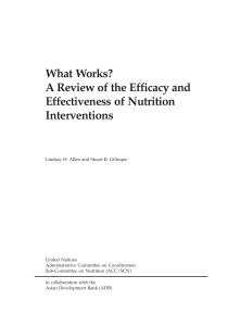 A Review of the Efficacy and Effectiveness of Nutrition Interventions