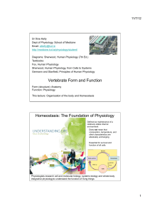 Vertebrate Form and Function Homeostasis: The Foundation of