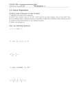 Worksheet 1 1.1 Linear Equations