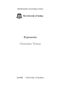 1 Exponents - The University of Sydney