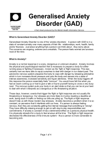 Generalised Anxiety Disorder (GAD)