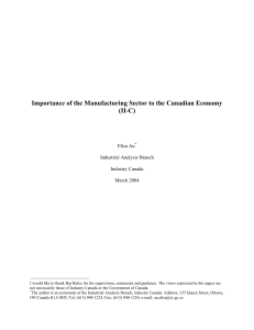 Importance of the Manufacturing Sector to the Canadian Economy (II