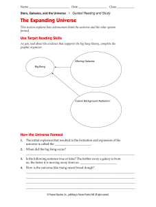 Big Bang, worksheet - Starkville Science Club