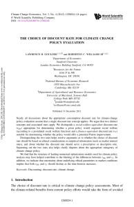 The Choice of Discount Rate for Climate Change Policy Evaluation