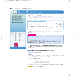 Sum and Difference Formulas