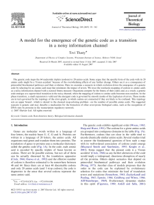 A model for the emergence of the genetic code as a transition