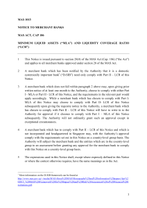 MAS Notice 1015 Minimum Liquid Assets and Liquidity Coverage