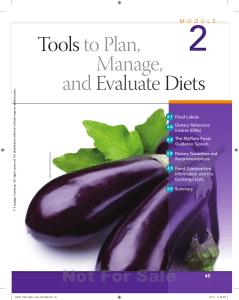Tools to Plan, Manage, and Evaluate Diets