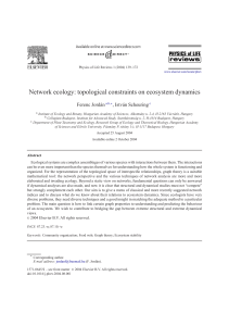 Network ecology: topological constraints on ecosystem dynamics