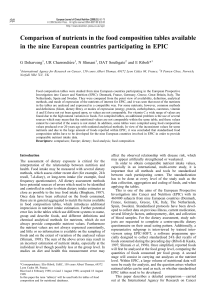 Comparison of nutrients in the food composition tables