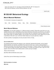 BI 352001 Behavioral Ecology