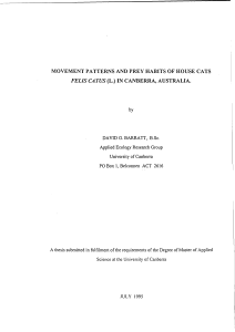 movement patterns and prey habits of house cats felis catus (l.)