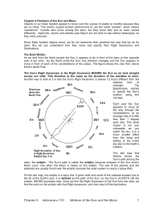 Chapter 5 Astronomy 110 Motions of the Sun
