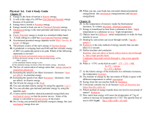 Physical Sci. Unit 4 Study Guide