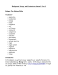 Background Biology and Biochemistry Notes B1