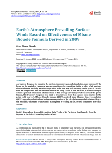 Earth`s Atmosphere Prevailing Surface Winds Based on