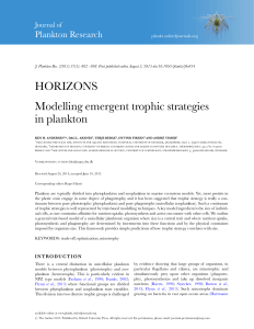 HORIZONS Modelling emergent trophic strategies in plankton