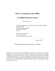 The U.S. Economy in the 1990s: A Neoliberal Success Story?