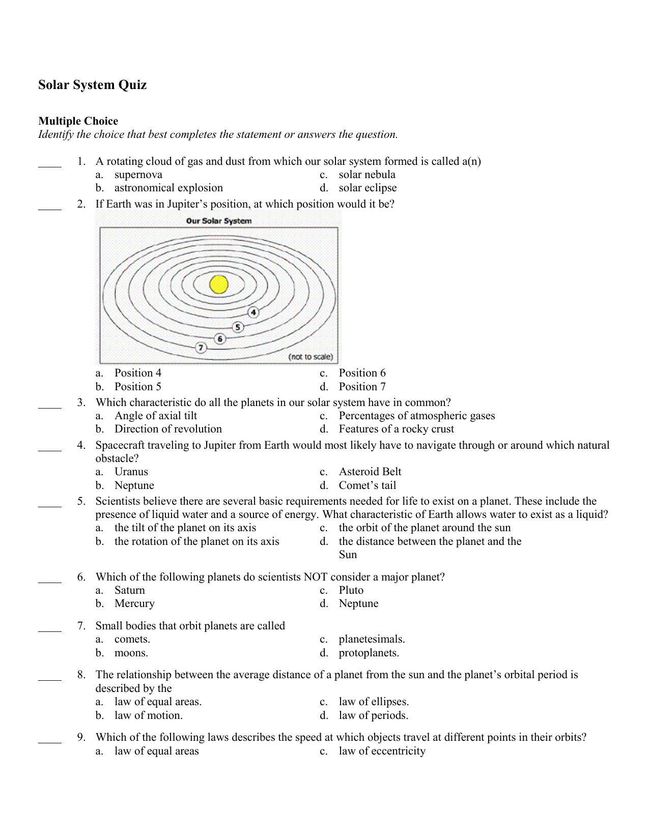 Solar System Quiz