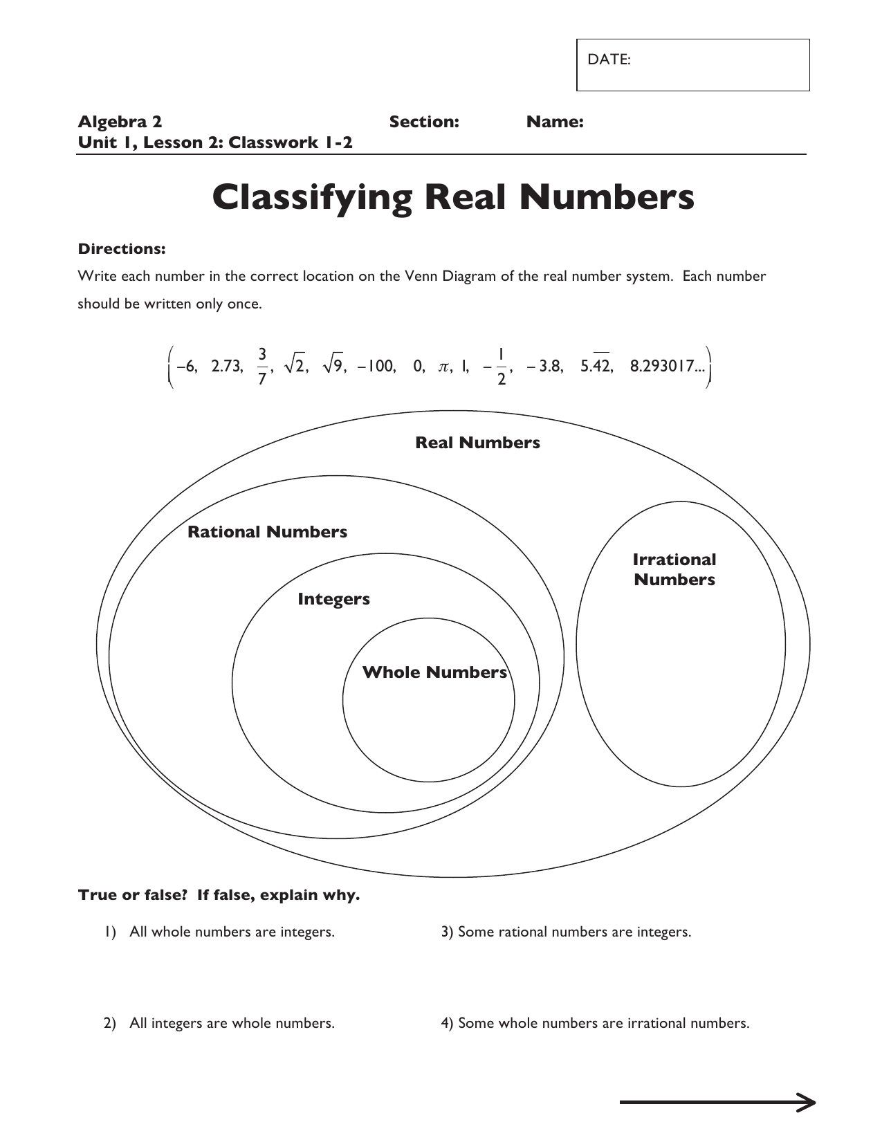Fastest Classifying Real Numbers Regarding Classifying Real Numbers Worksheet