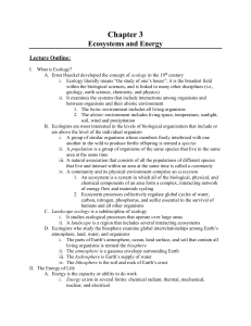 Chapter 3 Ecosystems and Energy