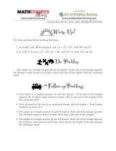 Activity Sheet for the April, 2010, MATHCOUNTS Mini Try these