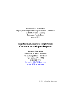 Negotiating Executive Employment Contracts to Anticipate Disputes