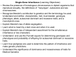 Single-Gene Inheritance (Learning Objectives) • Review the
