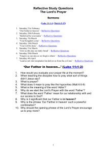 Reflective Study Questions The Lord`s Prayer
