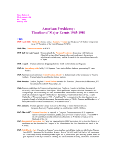 American Presidency: Timeline of Major Events 1945-1980